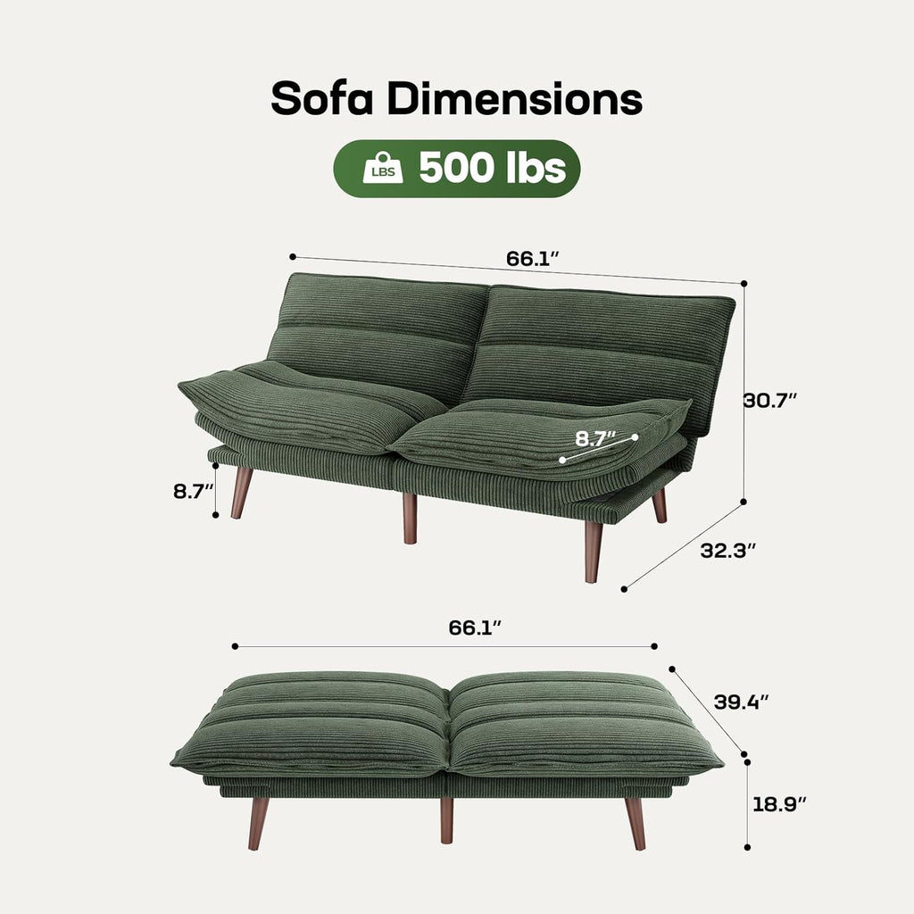 Futon Sofa Bed Futon Sofa Adjustable Back Armrests Converts to Small Sleeper Sofa Bed wourant