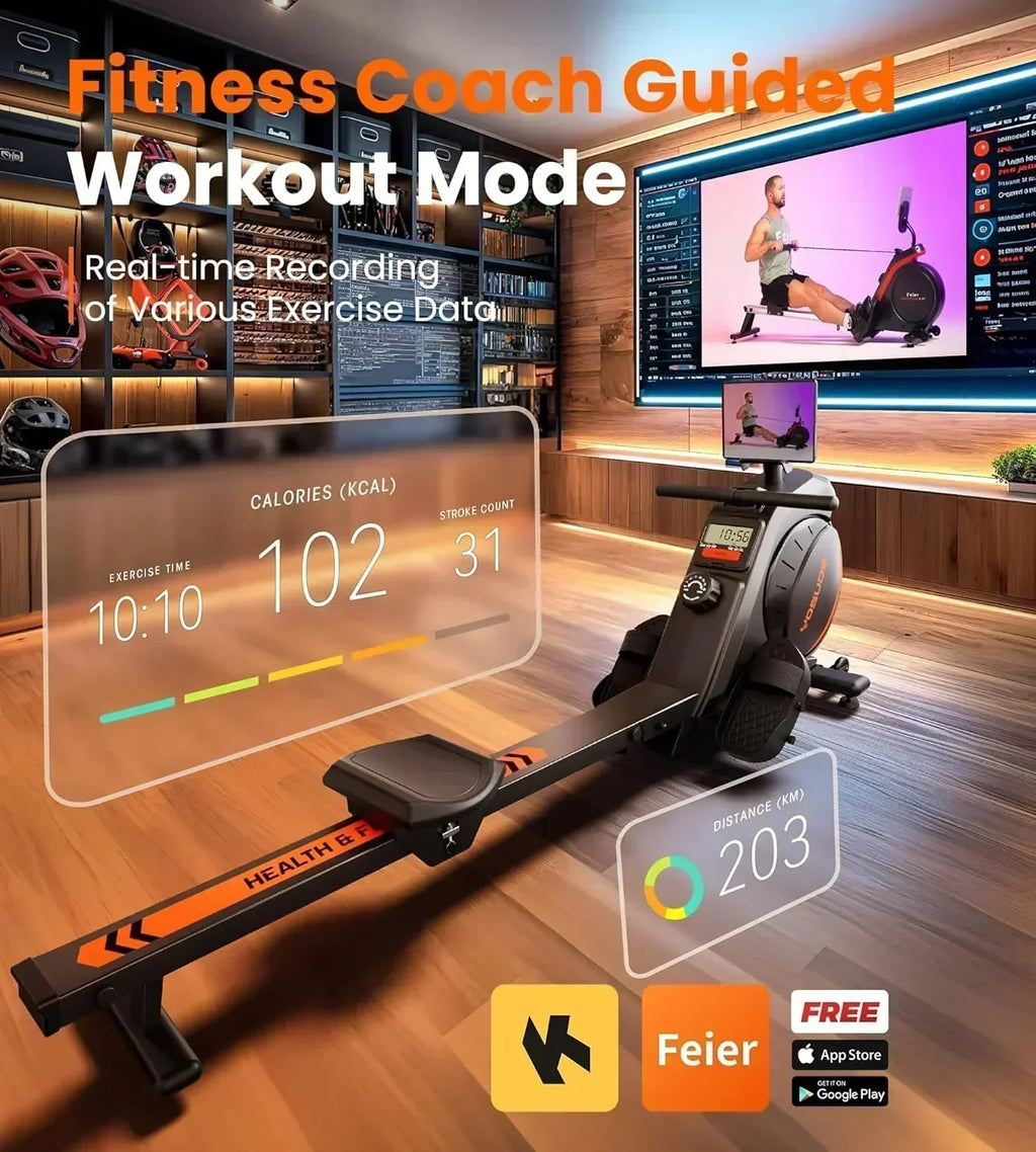YOSUDA Home Magnet/Water Resistance Rowing Machine Support Bluetooth and Applications wourant