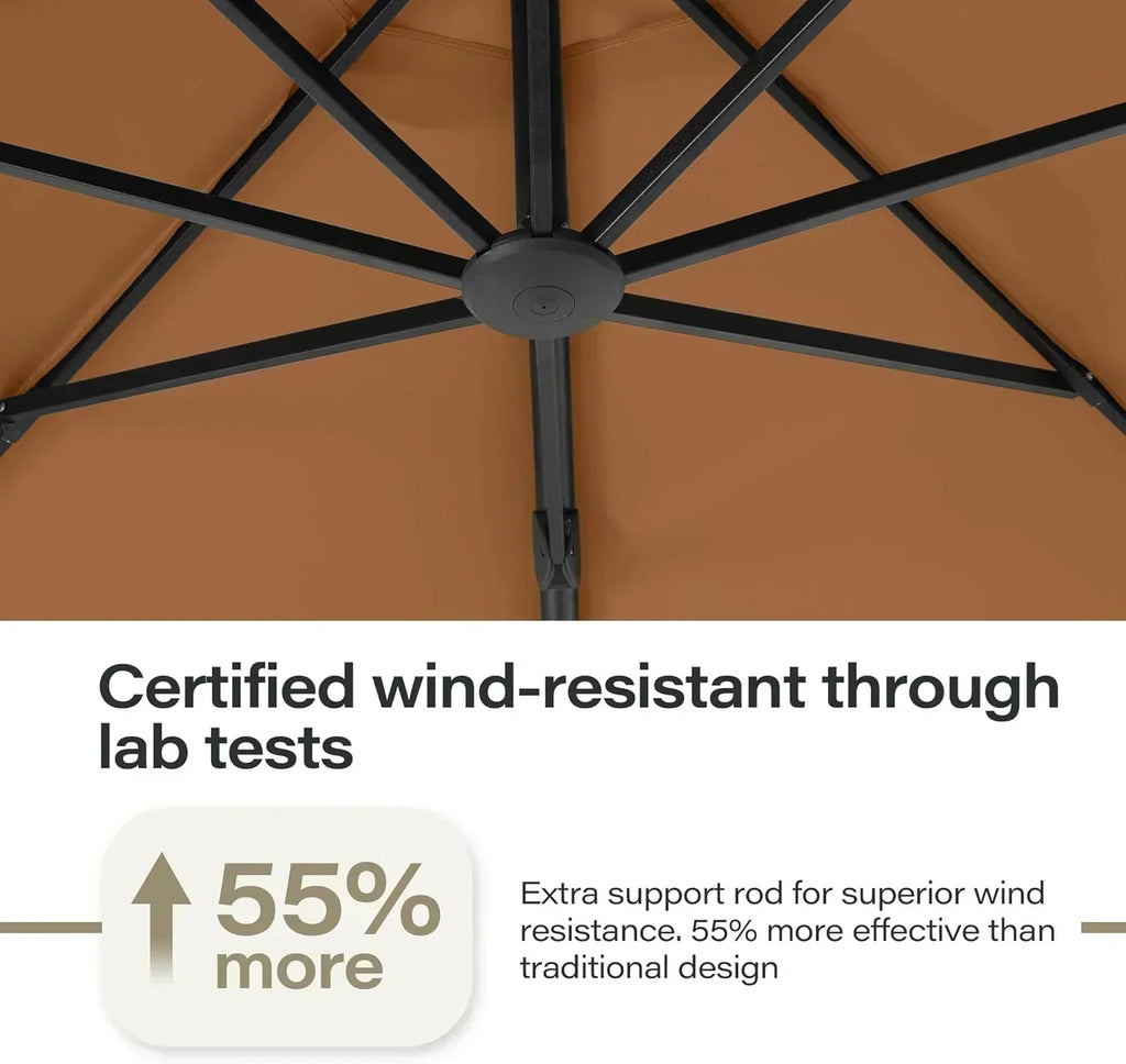 LAUSAINT HOME Outdoor Patio Umbrella with Base included 11 FT Deluxe Curvy Cantilever Umbrella wourant