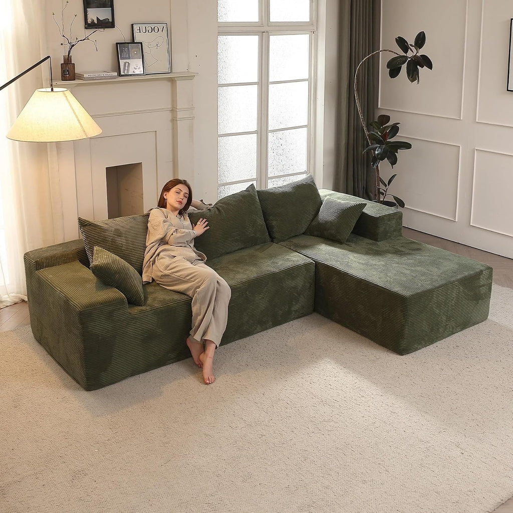 Cloud sofa with L-shaped lounge chair modern modular sofa with deep seats wourant