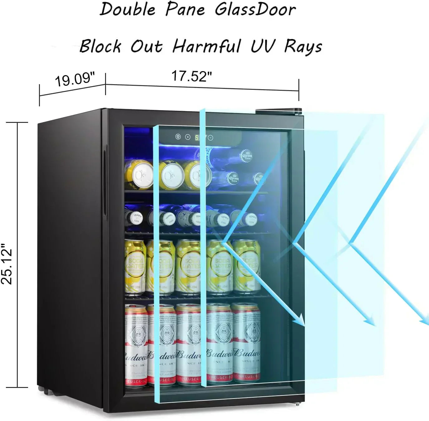 Antarctic Star Beverage Refrigerator Cooler 68 Can Mini Fridge with Glass Door for Beer Drinks Wine wourant