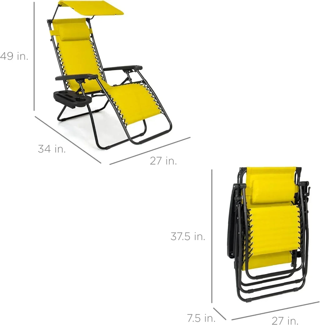 Best Choice Products Folding Zero Gravity Recliner Patio Lounge Chair Adjustable Canopy Shade wourant