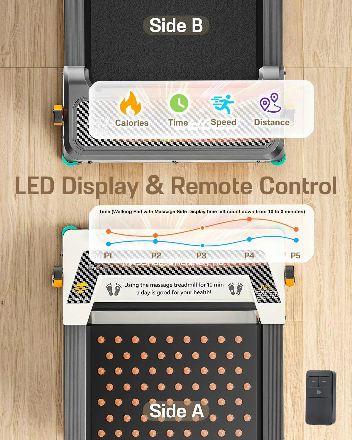 Akluer Inclined Home Treadmill 2.5 HP Small Under-Desk Treadmill Remote Control LED Display wourant