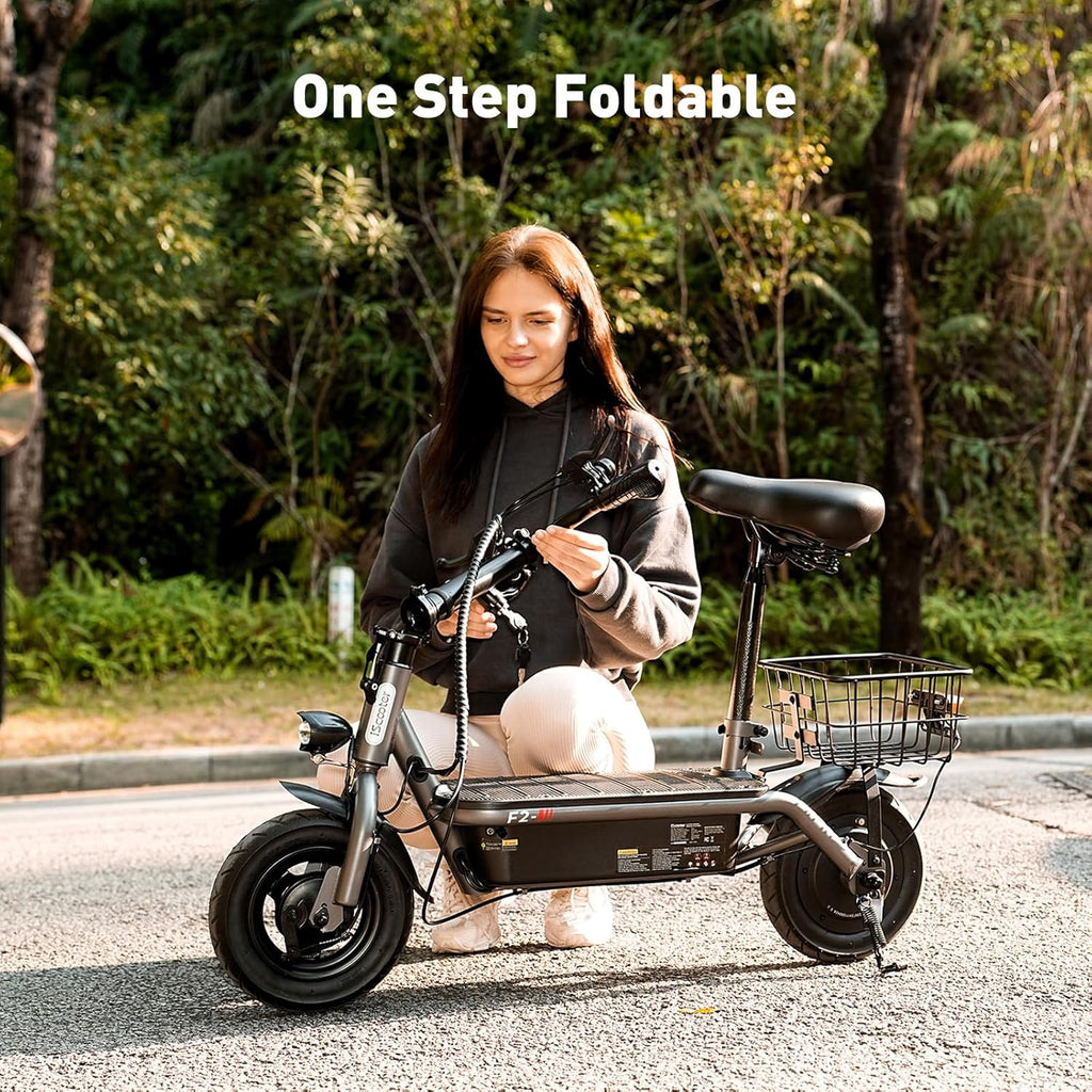 iScooter electric scooter with seat 28/19/15.6 mph top speed dual suspension scooter wourant