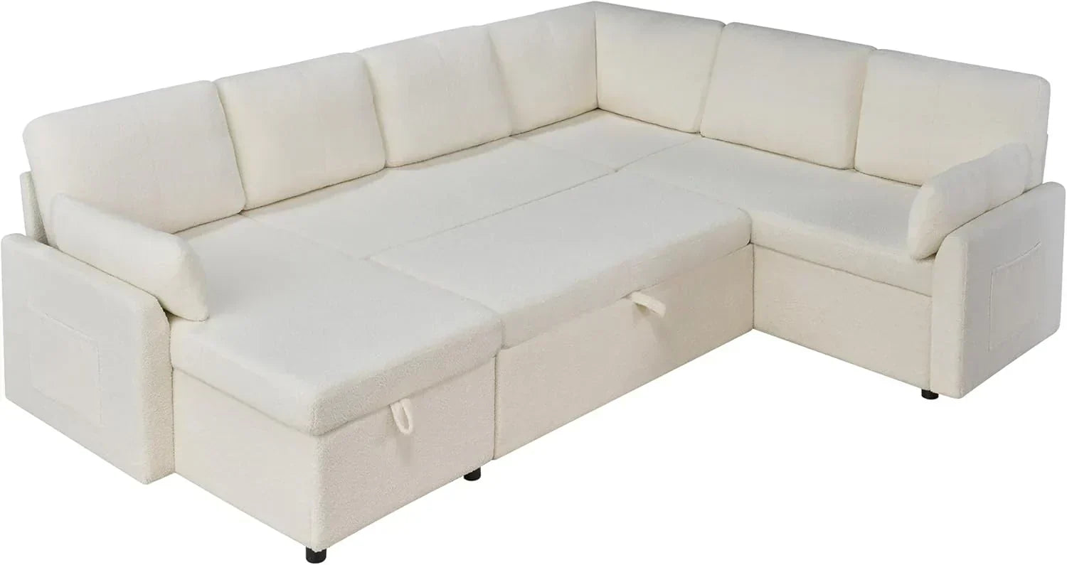 VanAcc Sofa Bed Sleeper Sofa with Storage Chaise 2 in 1 Pull Out Couch Living Room wourant