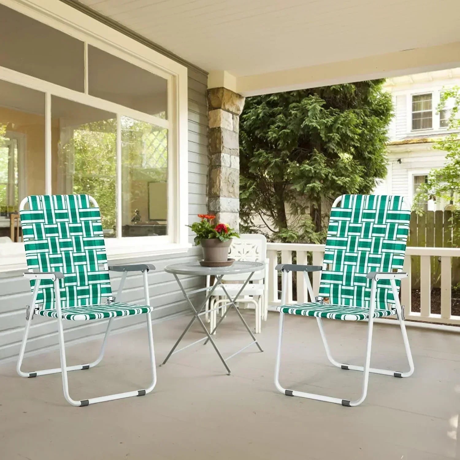 VINGLI Patio Lawn Webbed Folding Chairs Set of 2 Outdoor Beach Portable Lawn Chair wourant
