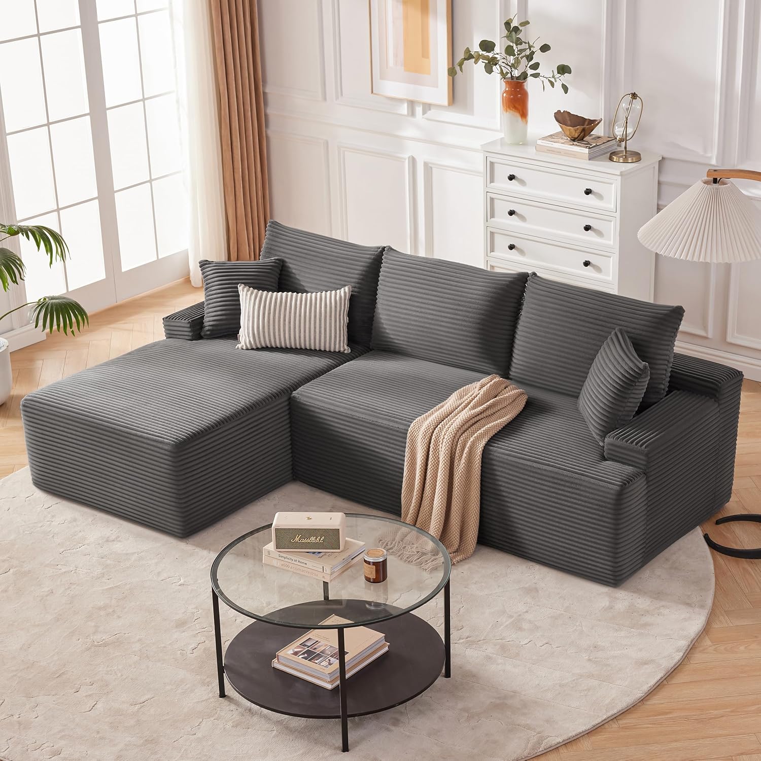 110-inch cloud sofa boneless sofa in the living room modular sofa with deep seats wourant