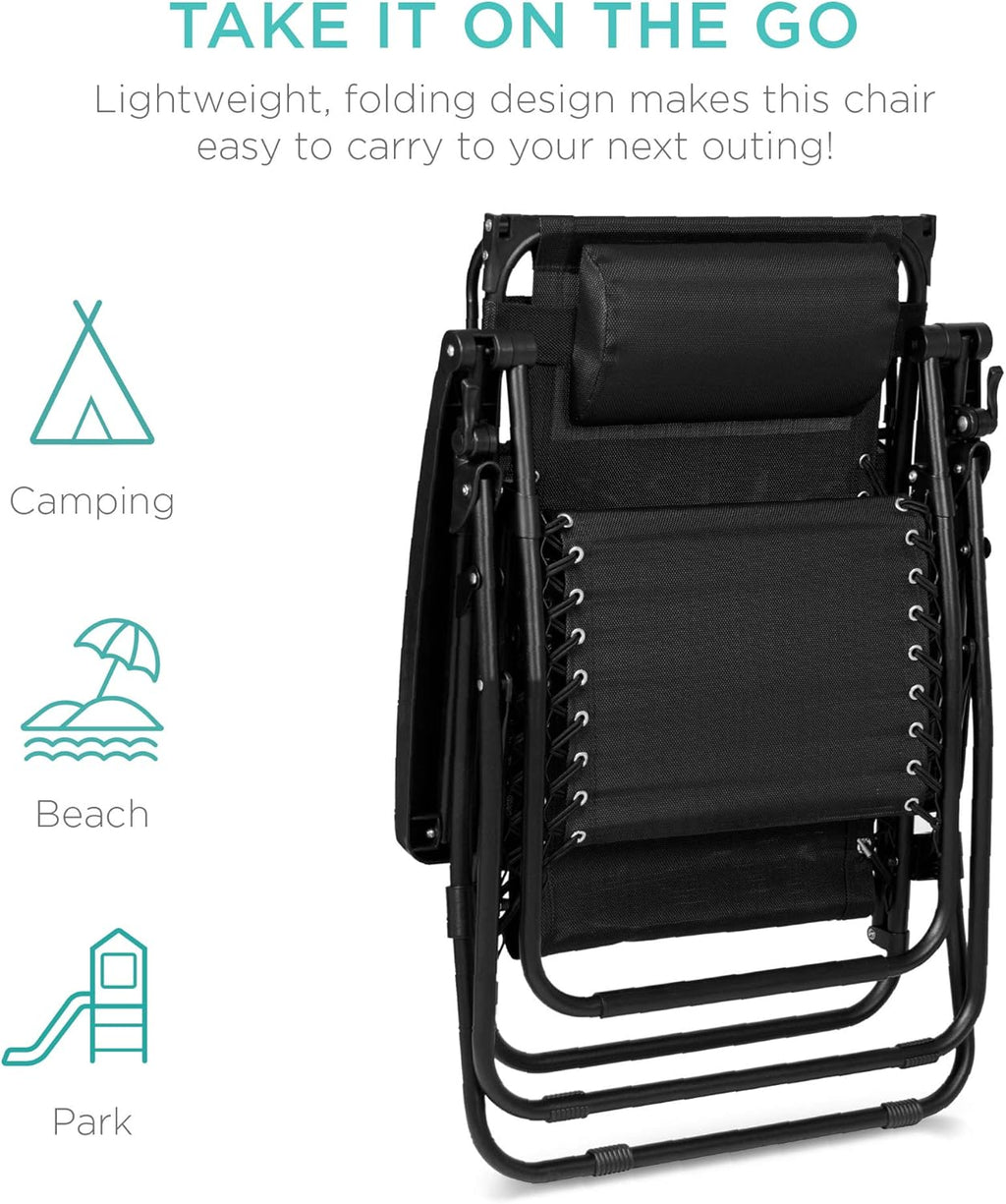 Best Choice Products Folding Zero Gravity Recliner Patio Lounge Chair Adjustable Canopy Shade wourant