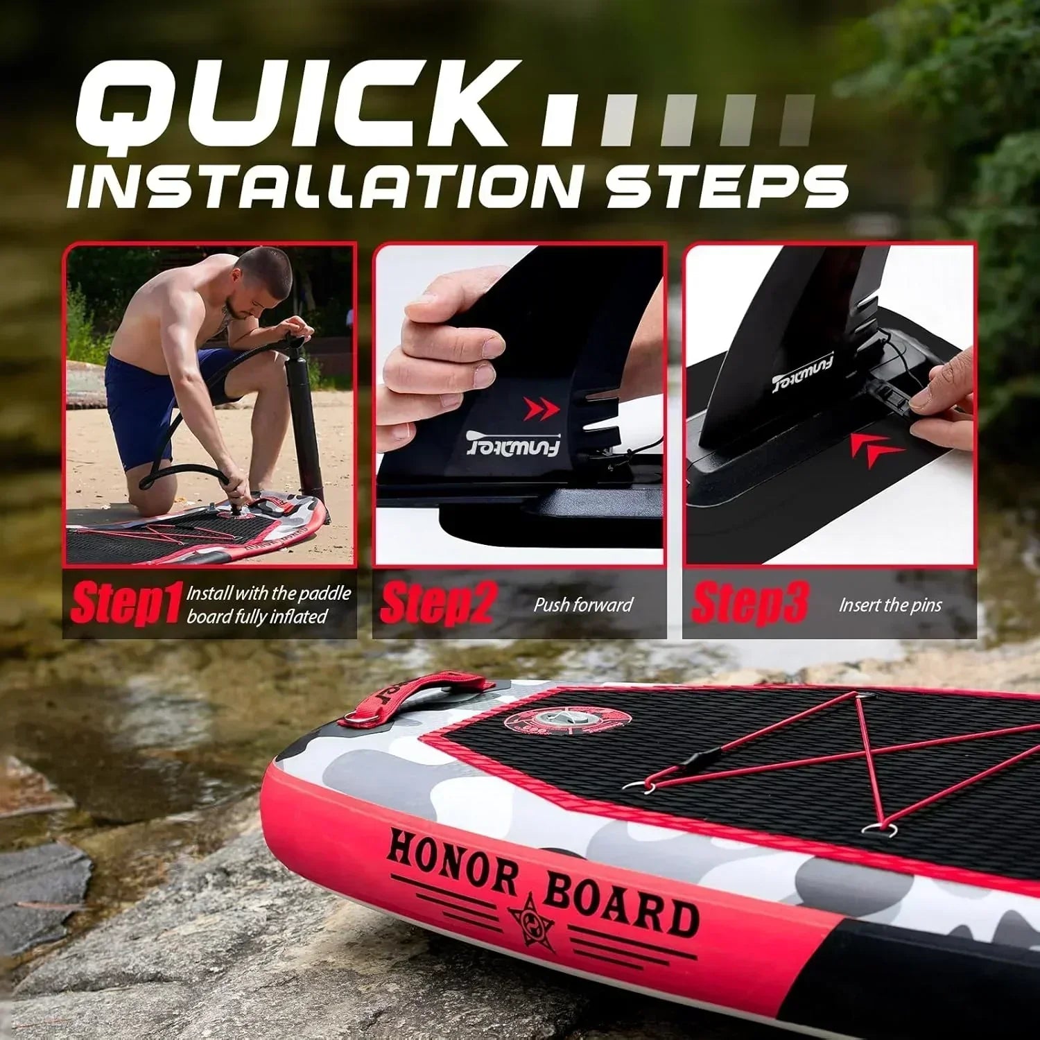 FunWater Inflatable Stand Up Paddle Board Premium SUP Paddle Accessories EVA Deck wourant