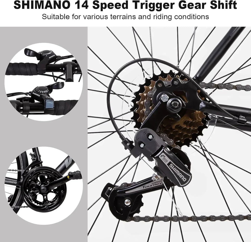 WEIZE Road Bike 700C Wheel City Commuter Bicycle Shimano 14 Speed Drop Bar Racing Adult Bike wourant