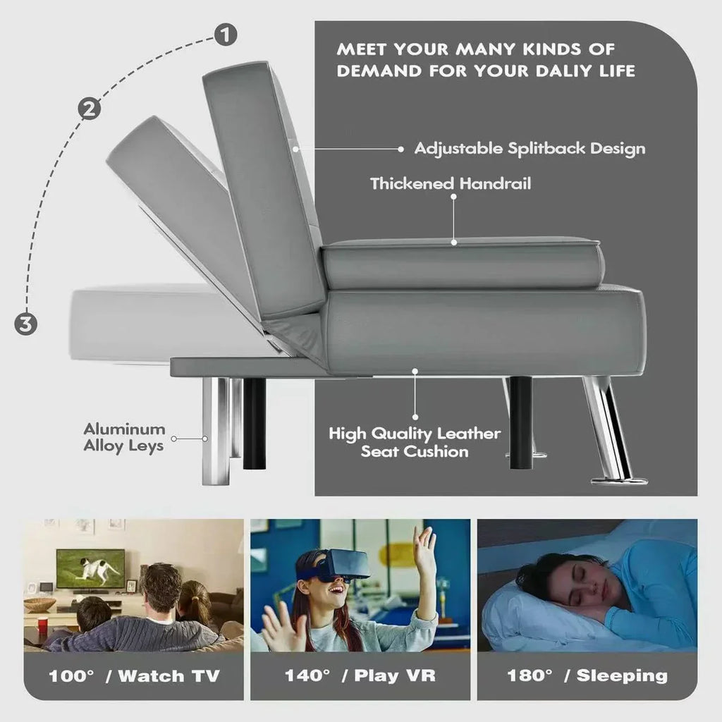 Homall Futon Sofa Bed Leather Futon Couch with Armrests Adjustable Recliner Sleeper Sofa Bed wourant
