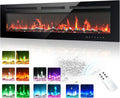 EUHOMY 50 Inch Electric Fireplace Wall Recessed Adjustable Flame Color Fireplace Heater wourant