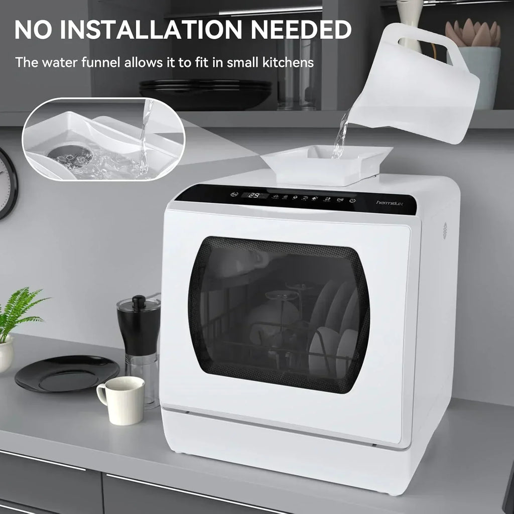 Hermitlux tabletop dishwasher 7 wash programs portable mini dishwasher wourant