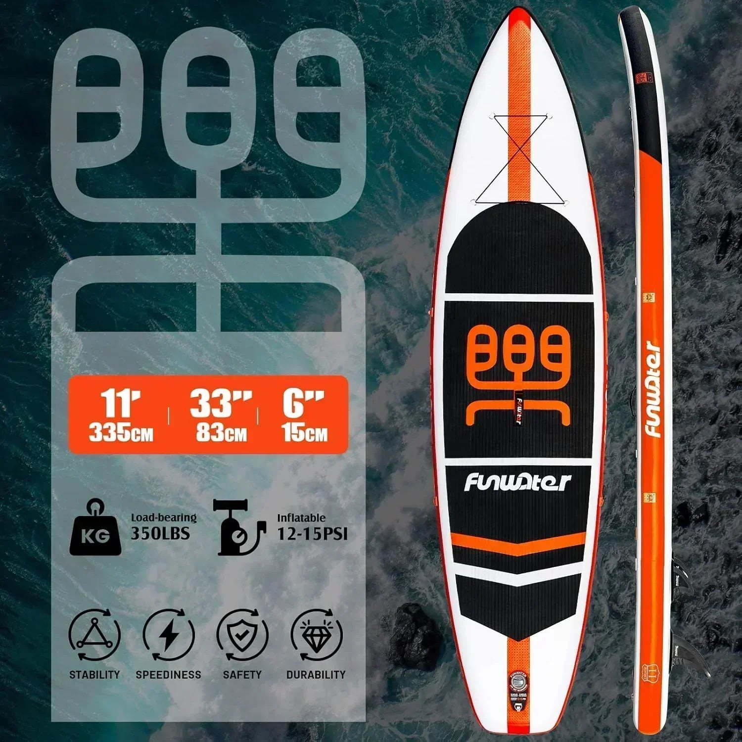 FunWater Inflatable Stand Up Paddle Board Premium SUP Paddle Accessories EVA Deck wourant