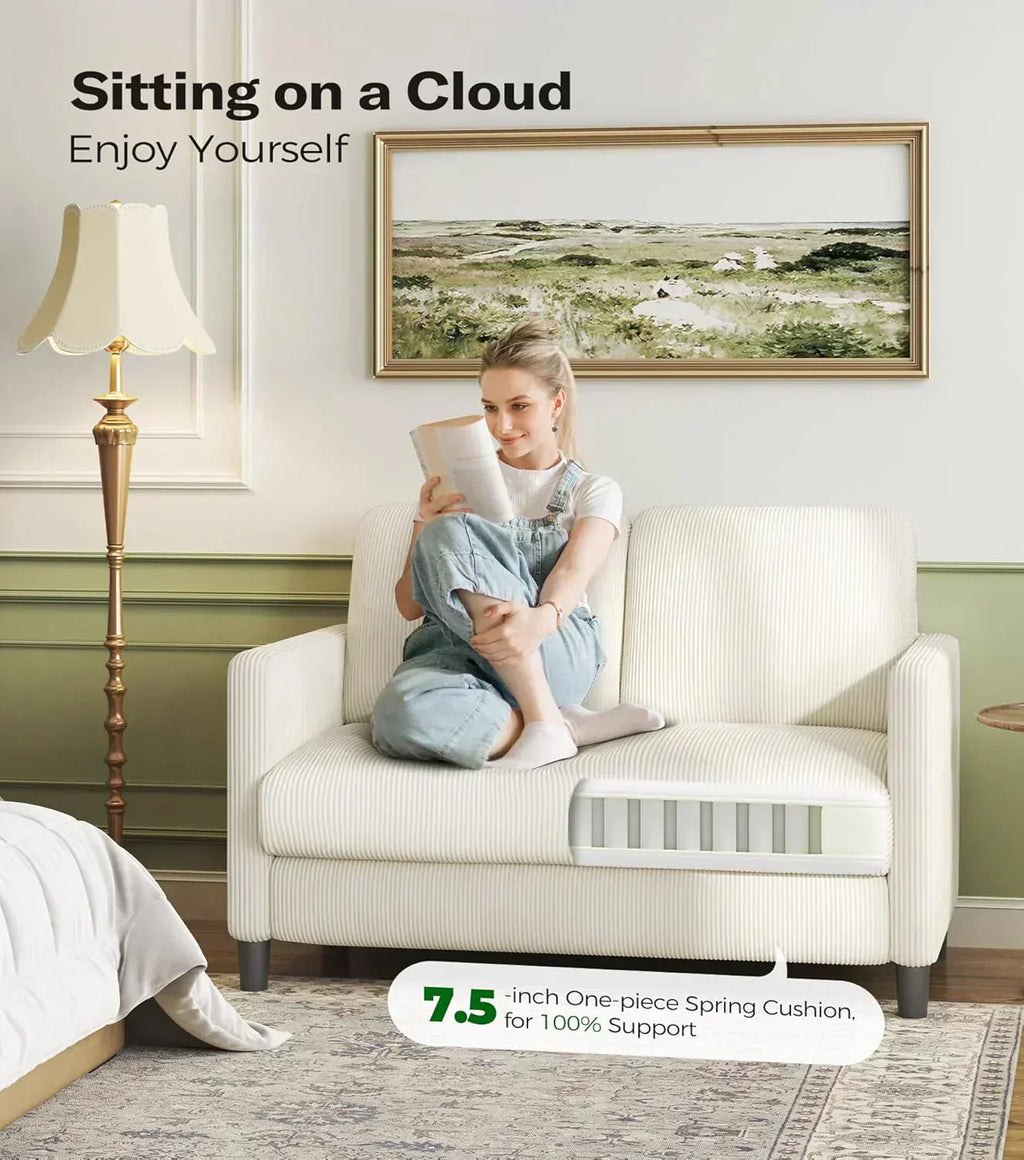 Loveseat Sofa 51" Love Seat Comfy Corduroy Small Loveseat Tool-Free Setup Couch wourant