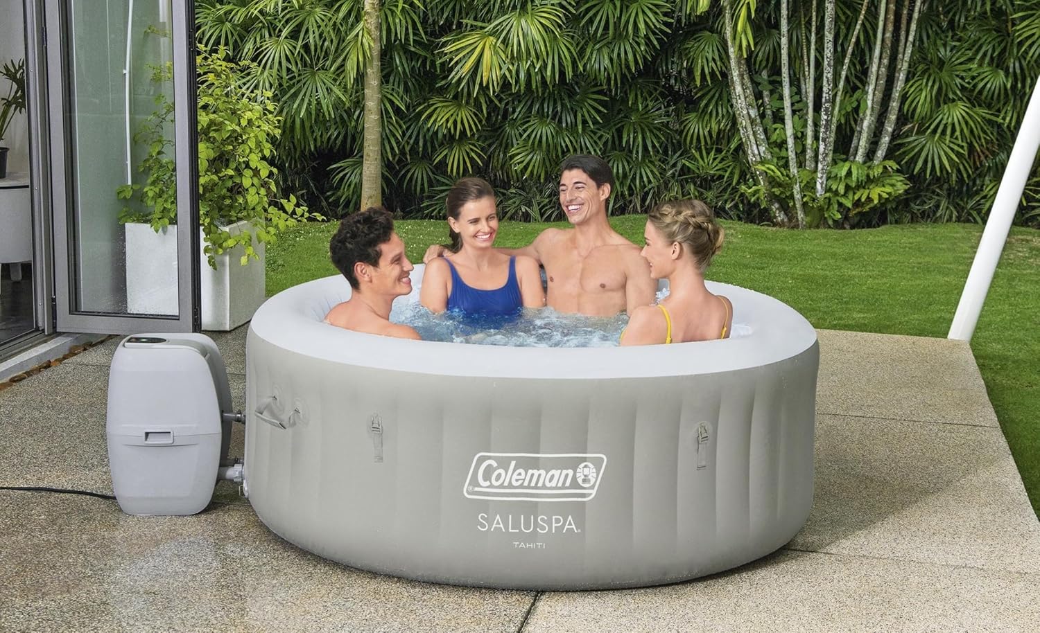 Bestway Palm Springs 4 to 6 Person EnergySense Smart AirJet Plus Inflatable Hot Tub Outdoor Spa wourant