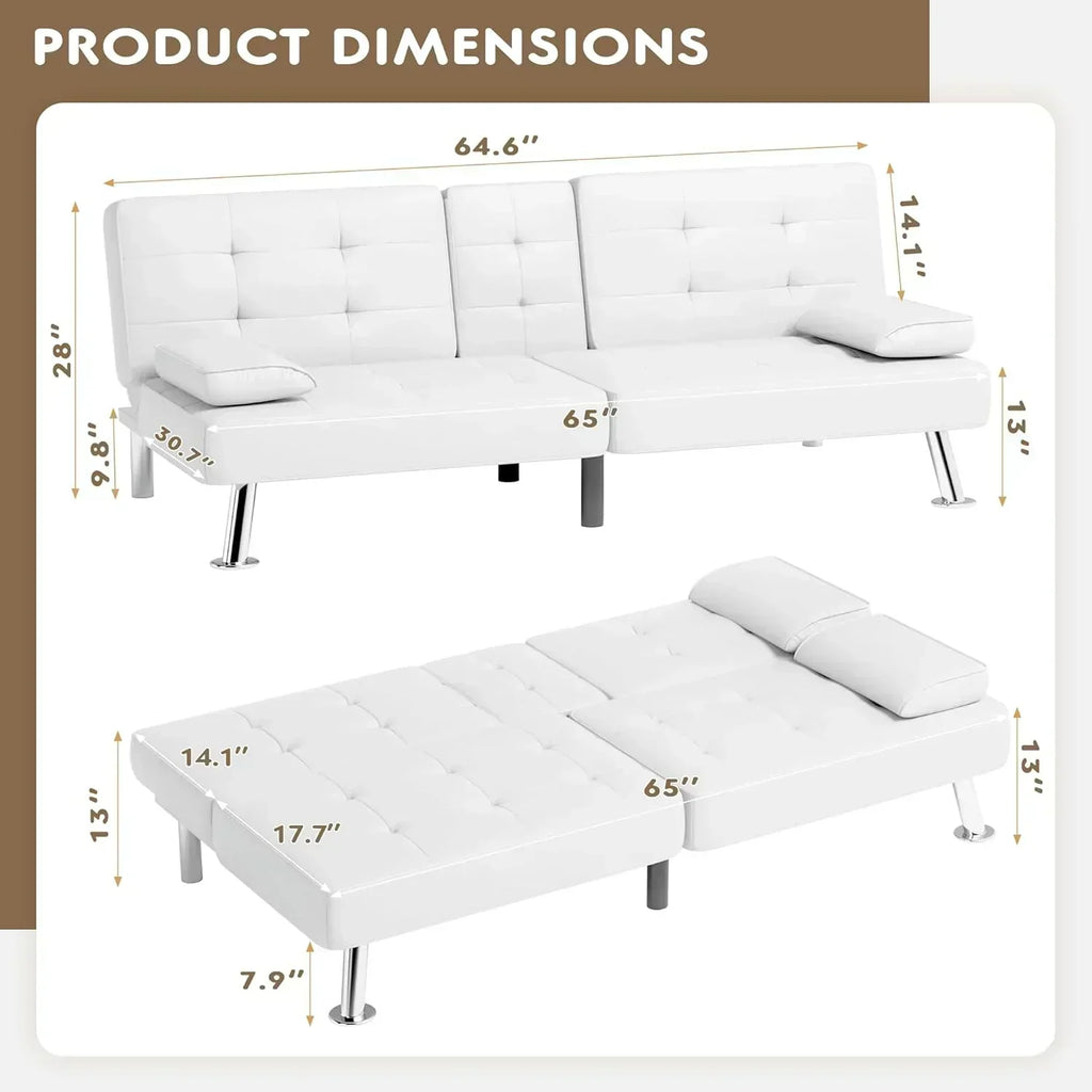 Homall Futon Sofa Bed Leather Futon Couch with Armrests Adjustable Recliner Sleeper Sofa Bed wourant