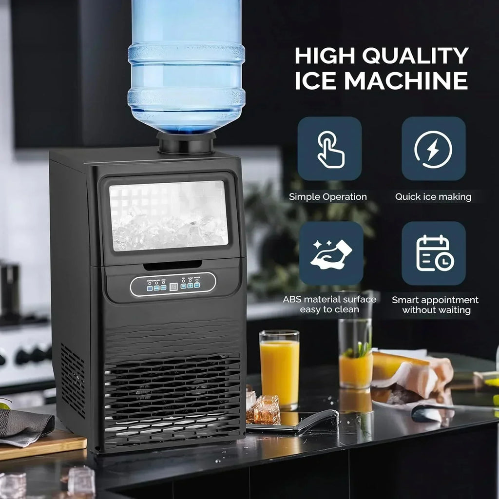 VINGLI Commercial Ice Maker Machine 90lbs/24H Plastic Under Counter Ice Maker 11lbs Storage wourant