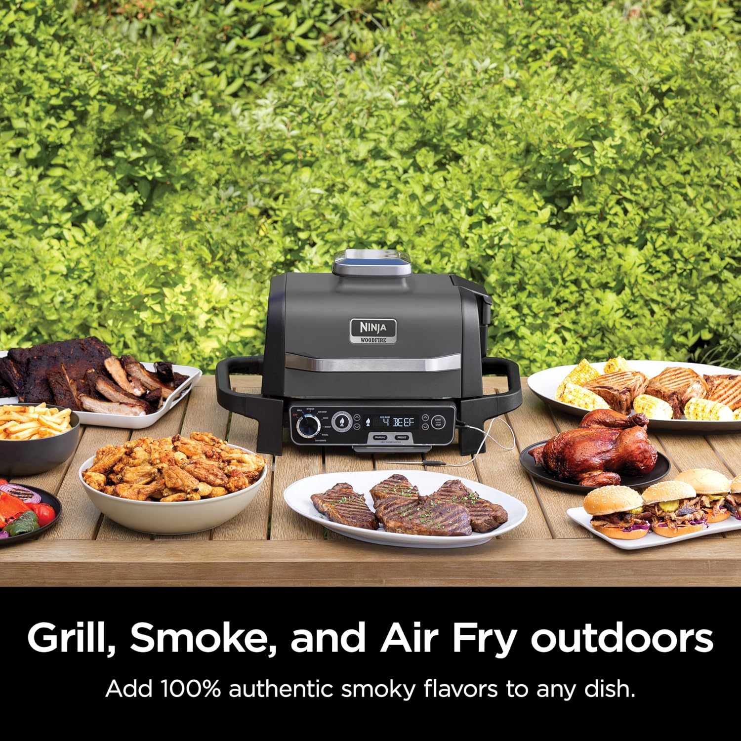 OG751 Woodfire Pro Outdoor Grill Built-In Thermometer 7-in-1 Master Grill BBQ Smoker Air Fryer wourant