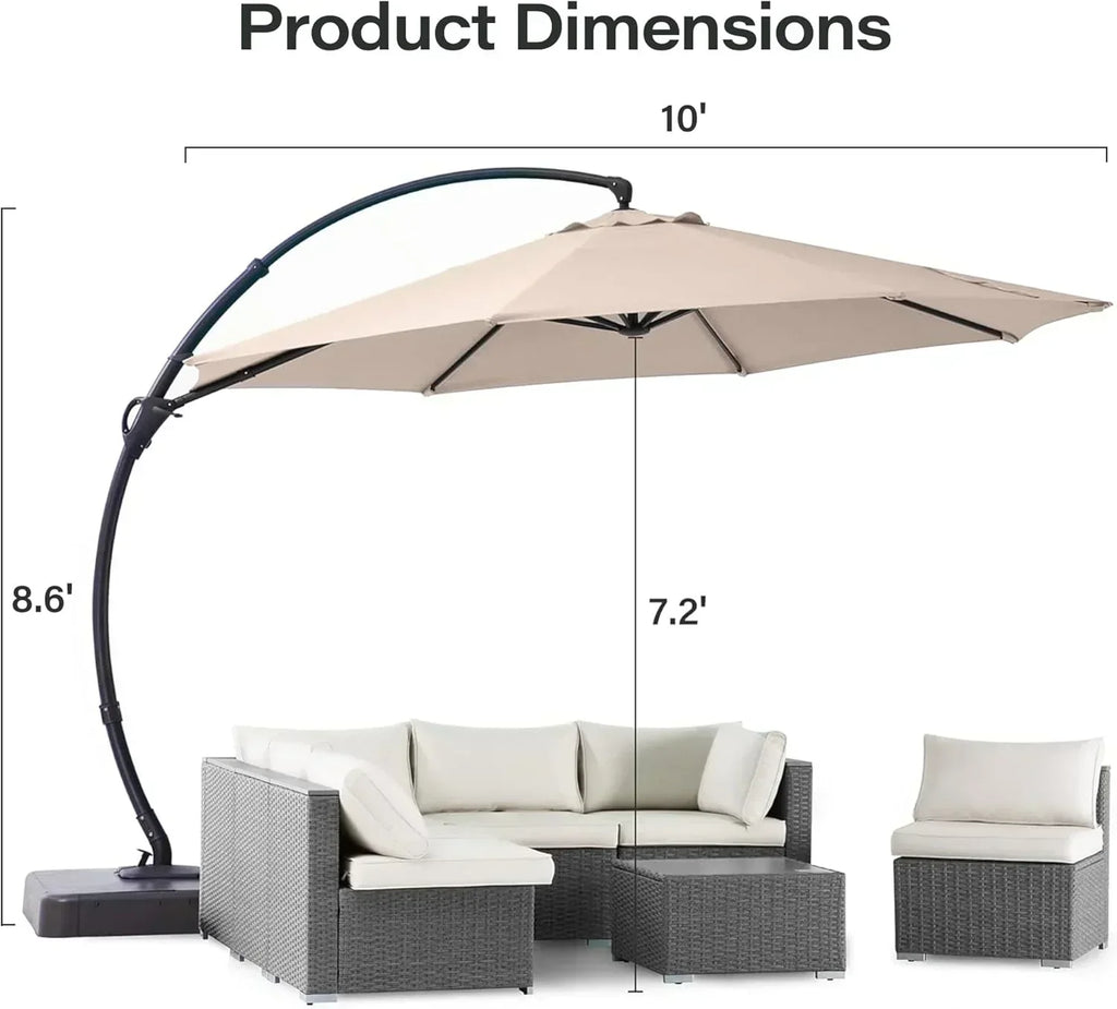 LAUSAINT HOME Outdoor Patio Umbrella with Base included 11 FT Deluxe Curvy Cantilever Umbrella wourant