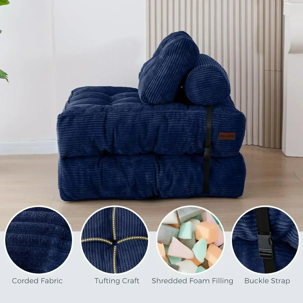 MAXYOYO Folding Sofa Bed Convertible Sleeper Chair with Pillow Foldable Mattress with Back Support wourant
