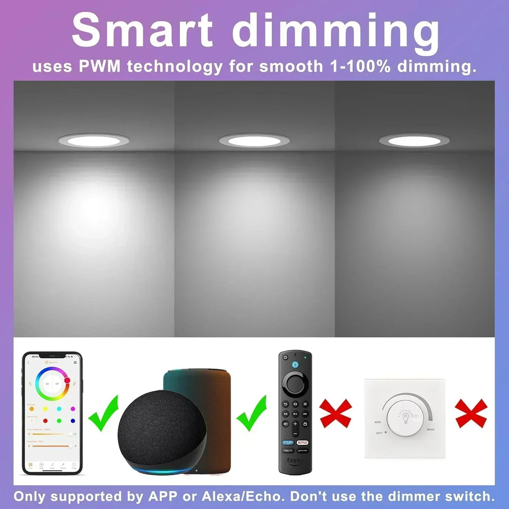 Smart Recessed Lighting 4" RGBCW Color Changing 12W LED Downlight with Junction Box wourant