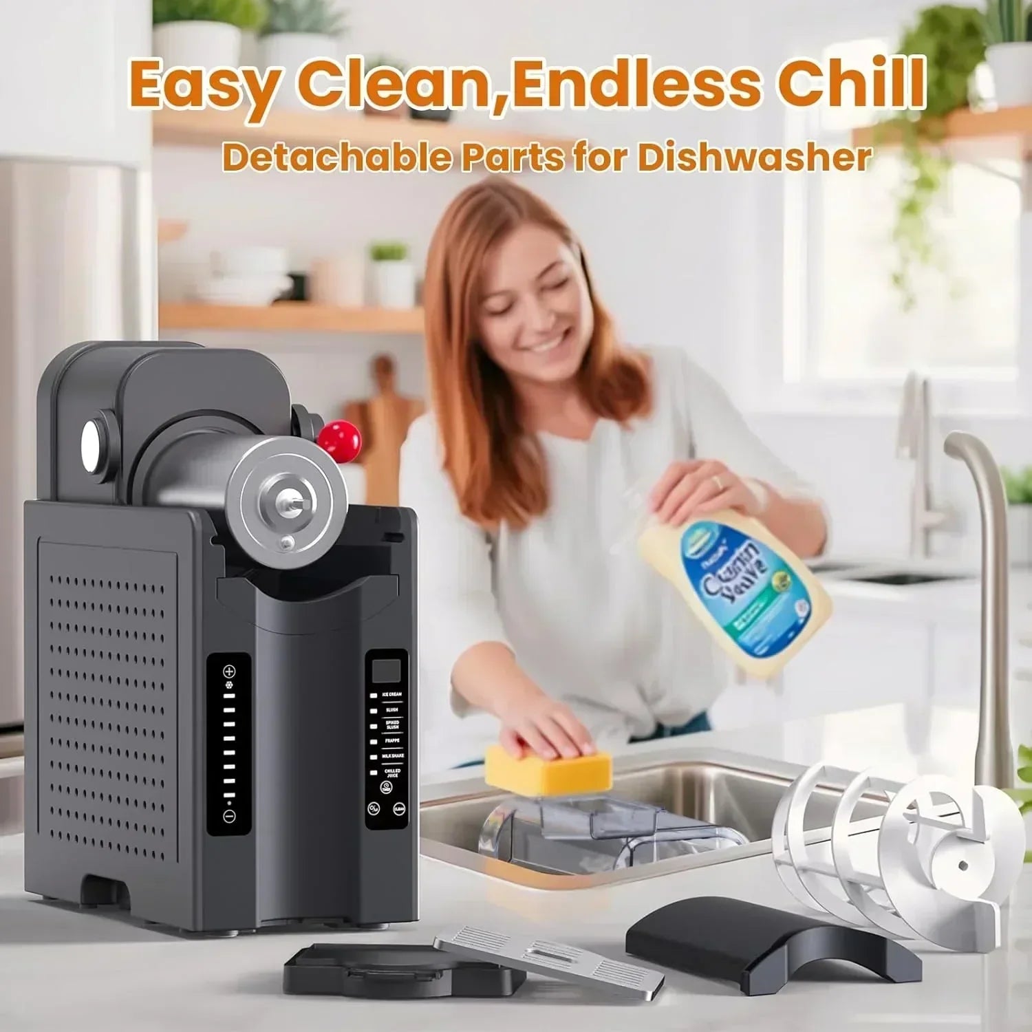 Slushie Machine Professional Frozen Drink Maker No Ice Needed Slushie Machine with LED Display wourant