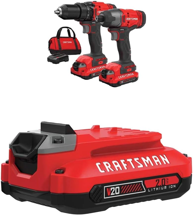 V20 MAX Cordless Drill and Impact Driver Power Tool Combo Kit with 2 Batteries and Charger wourant