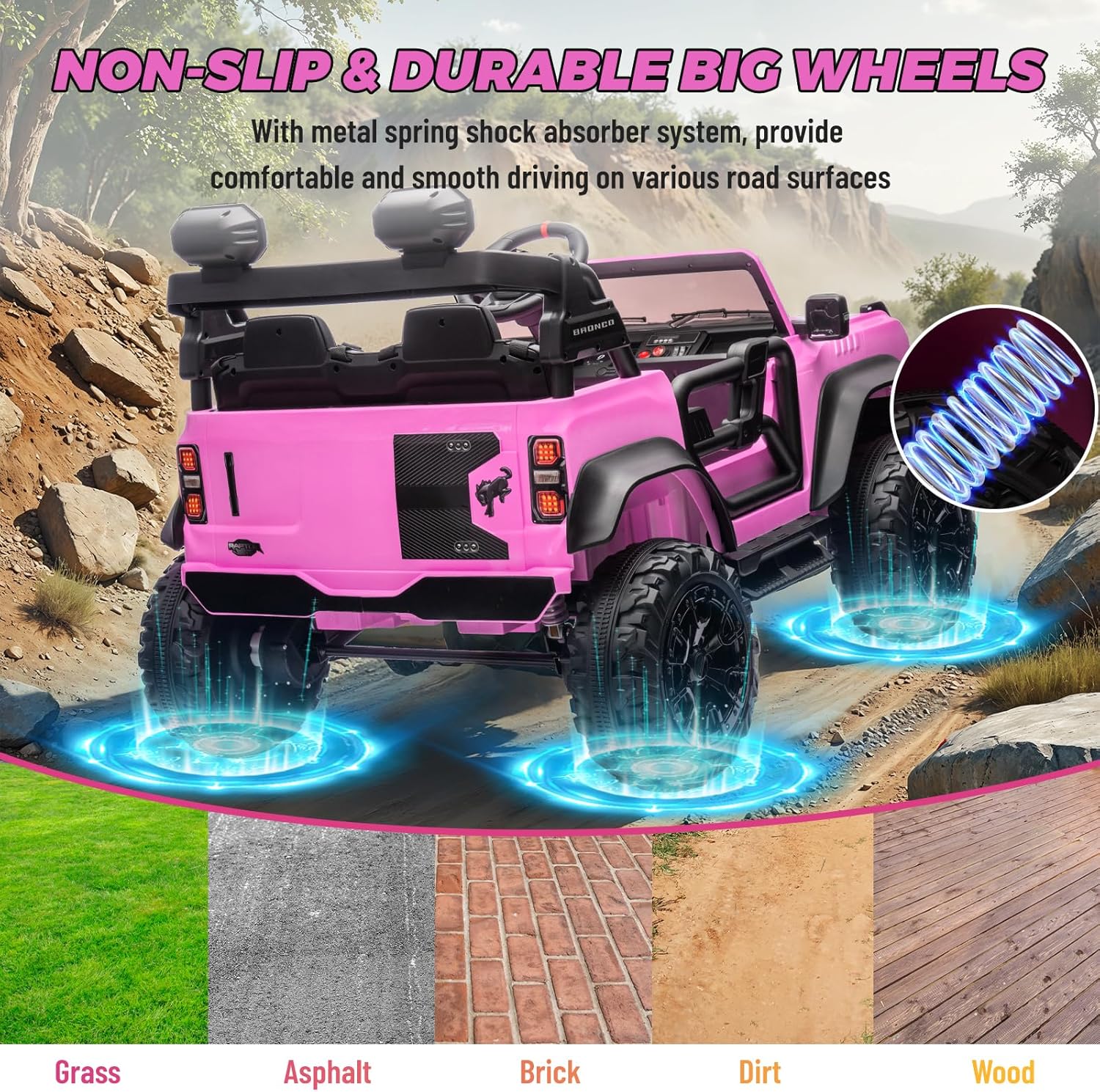 Bronco Raptor Two-Seater Ride-On Car Truck Toy Blue wourant