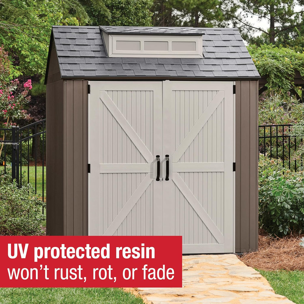 Rubbermaid Resin Outdoor Storage Shed With Floor Weather Resistant Gray Organization for Home wourant