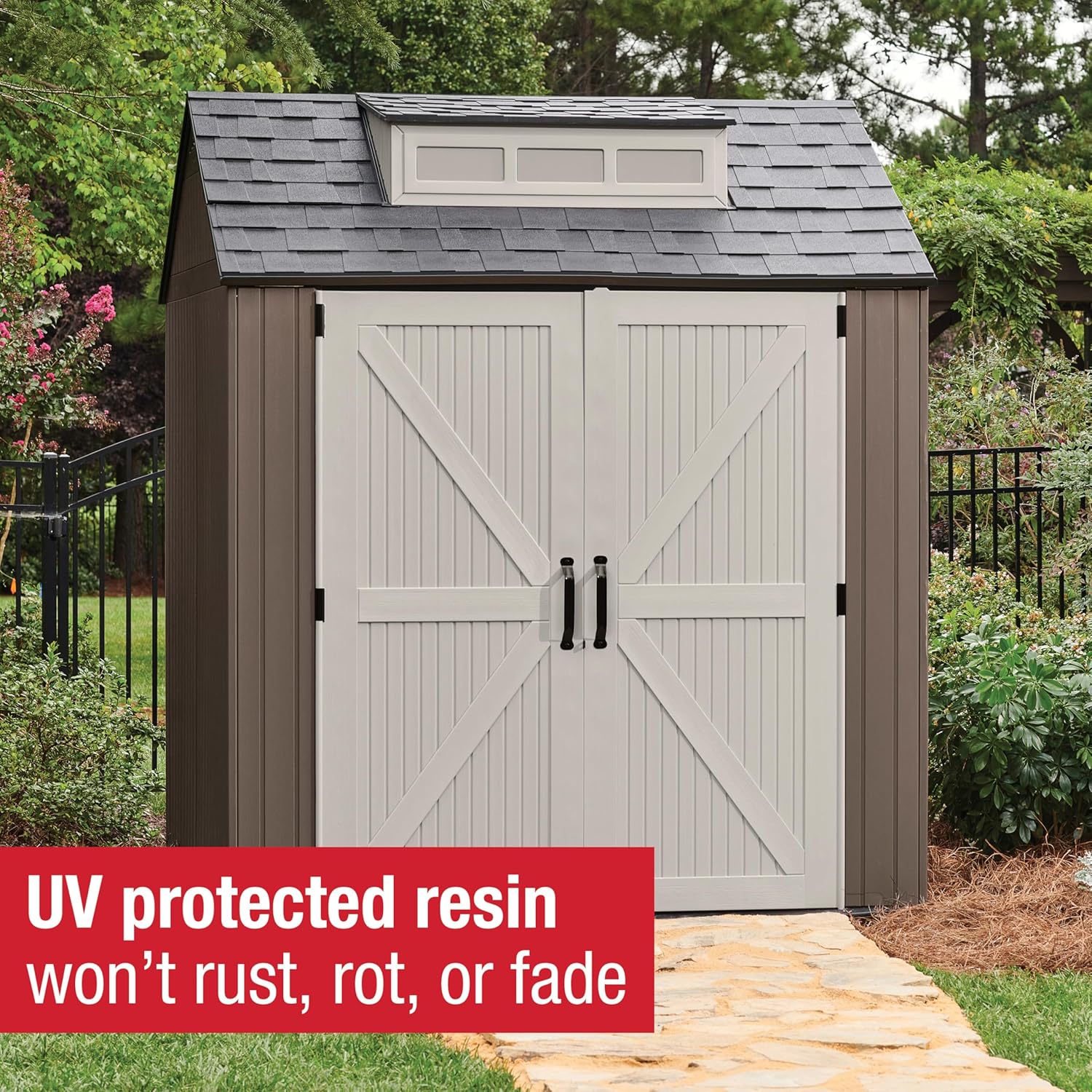 Rubbermaid Resin Outdoor Storage Shed With Floor Weather Resistant Gray Organization for Home wourant