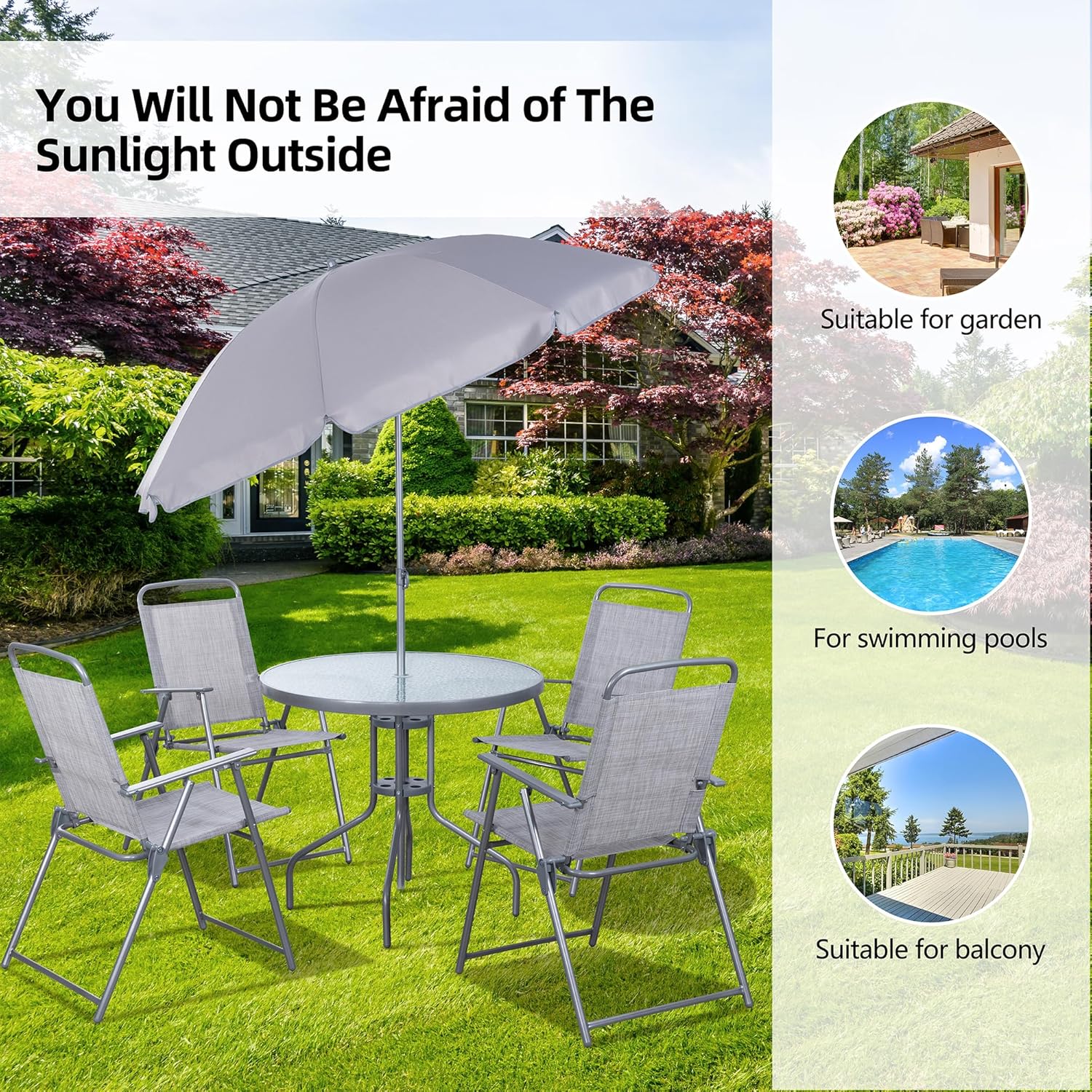 Vongrasig 6 Piece Folding Patio Dining Set Small Metal Outdoor Garden Patio Table and Chair Set wourant
