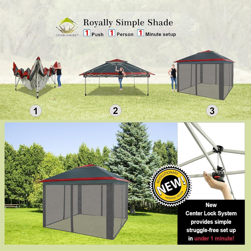 CROWN SHADES 13x13 Pop Up Gazebo Canopy Tent Gazebos on Clearance Outdoor Gazebo wourant