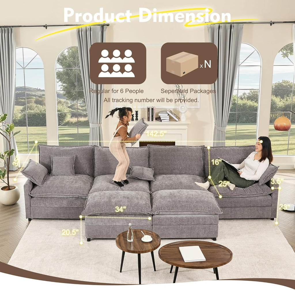 108" U-shaped sofa modular sofa Comfortable cloud sofa wourant