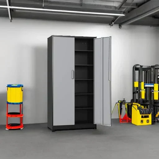 Metal Storage Cabinet with 2 Doors and 6 Shelves Black Metal Cabinet Garage Storage Cabinet wourant