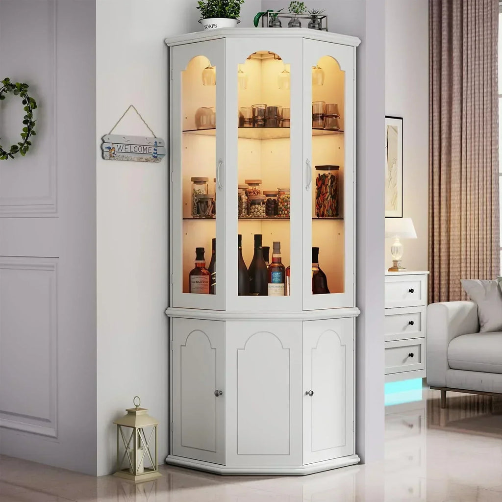 Corner wine cabinet with LED lights tall modern wine cabinet home bar wine storage cabinet wourant
