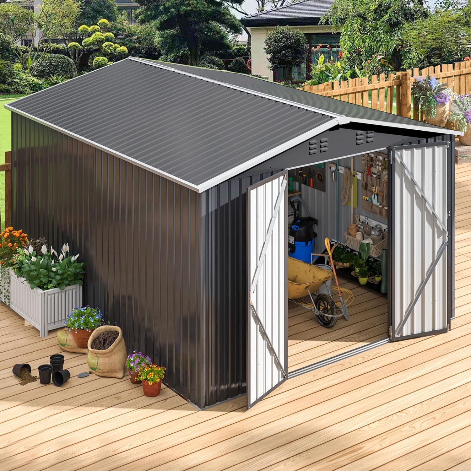 polar aurora 8x12 ft outdoor storage shed metal garden shed frame structure tool sheds wourant