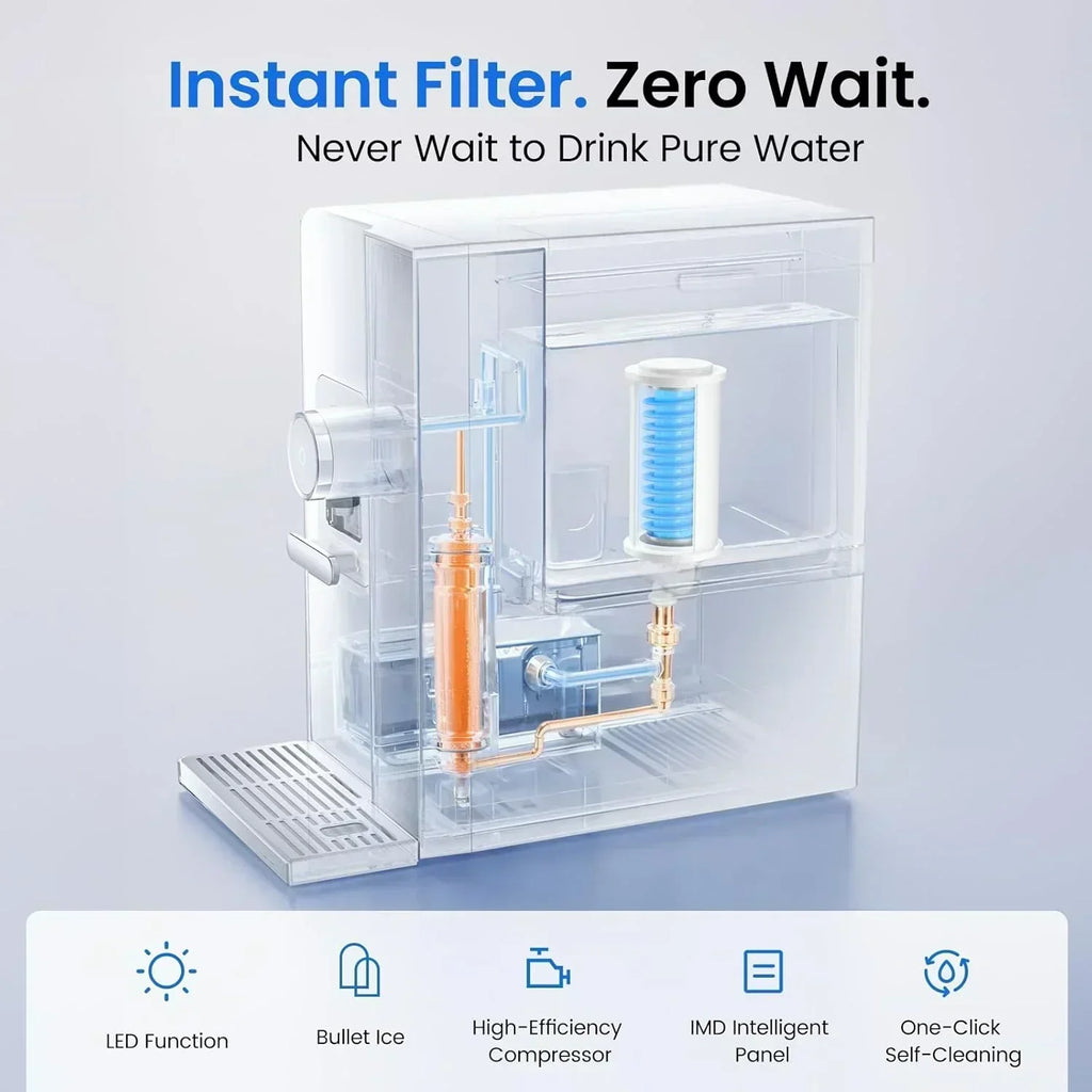 Ice Maker Water Filter 3 in 1 Countertop Instant Hot and Cold Water wourant