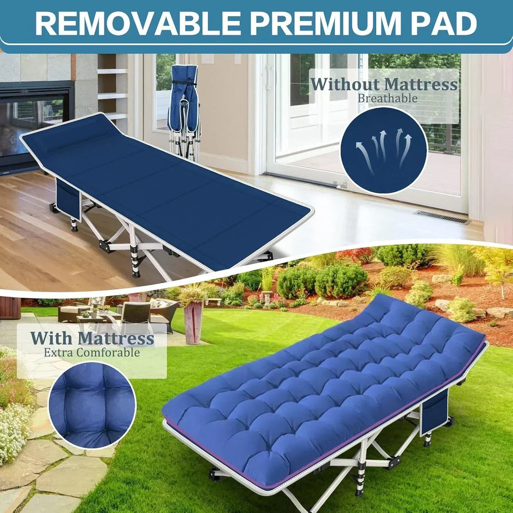 2-Pack Camping Cots with Mattress Comfortable Folding Bed Heavy Duty Baby Cot wourant