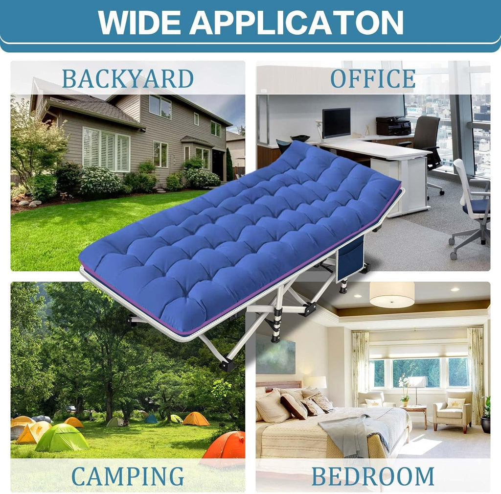 2-Pack Camping Cots with Mattress Comfortable Folding Bed Heavy Duty Baby Cot wourant