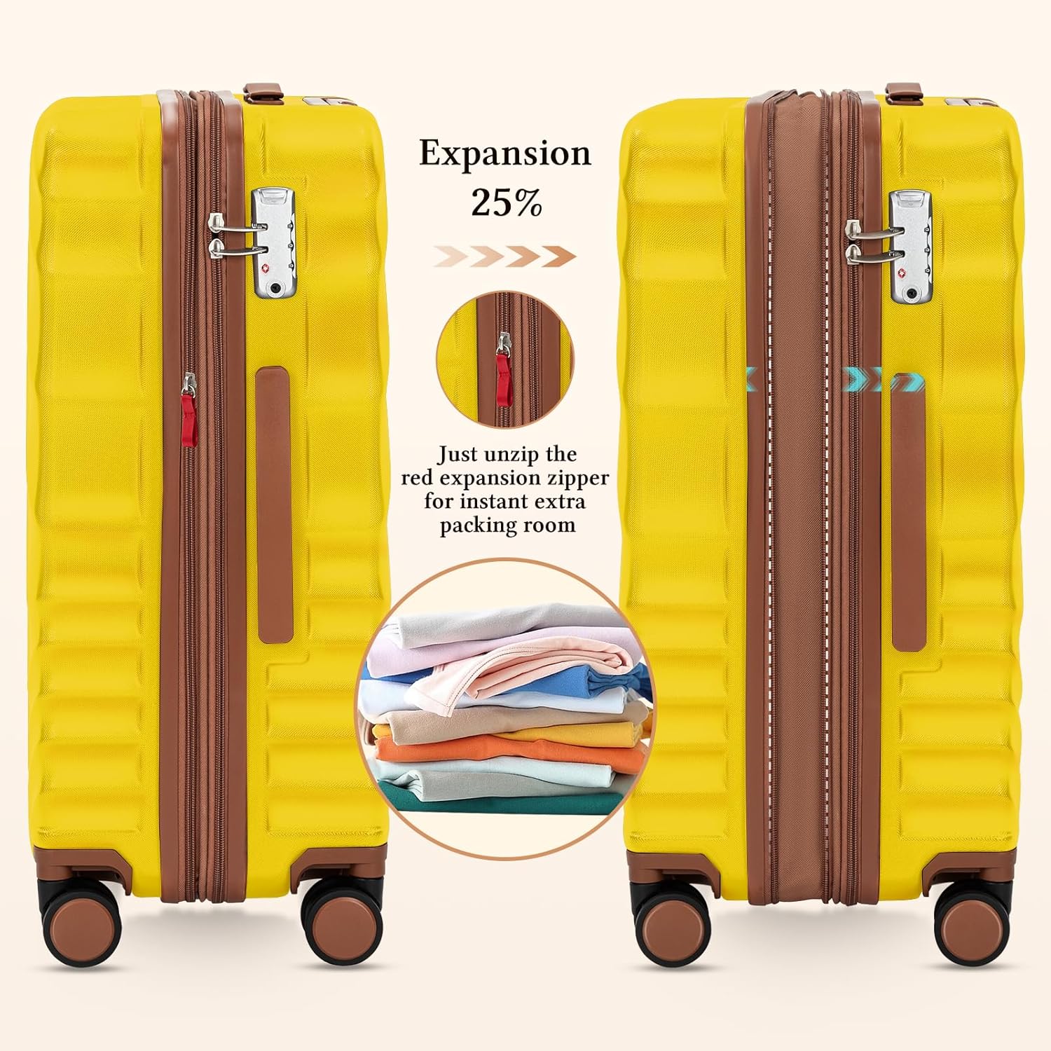 5 piece luggage set expandable suitcase 22x14x9 aviation certified durable waterproof travel set wourant