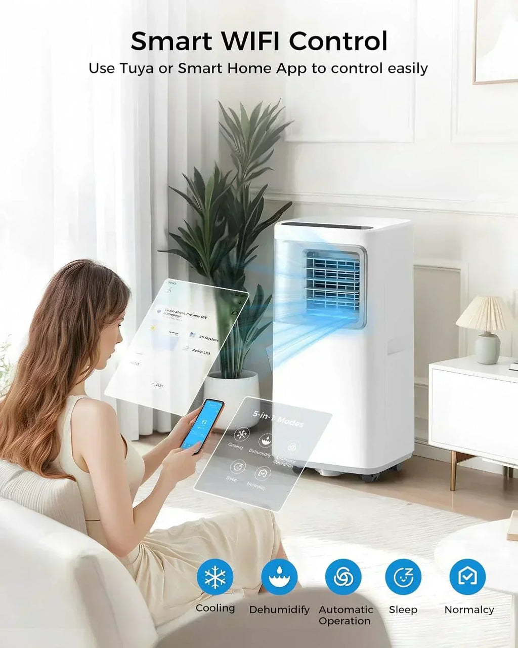 Portable-Air-Conditioners-16,000-Btu AC Unit 5 in 1 Wifi Smart Air Conditioner with APP Fan wourant