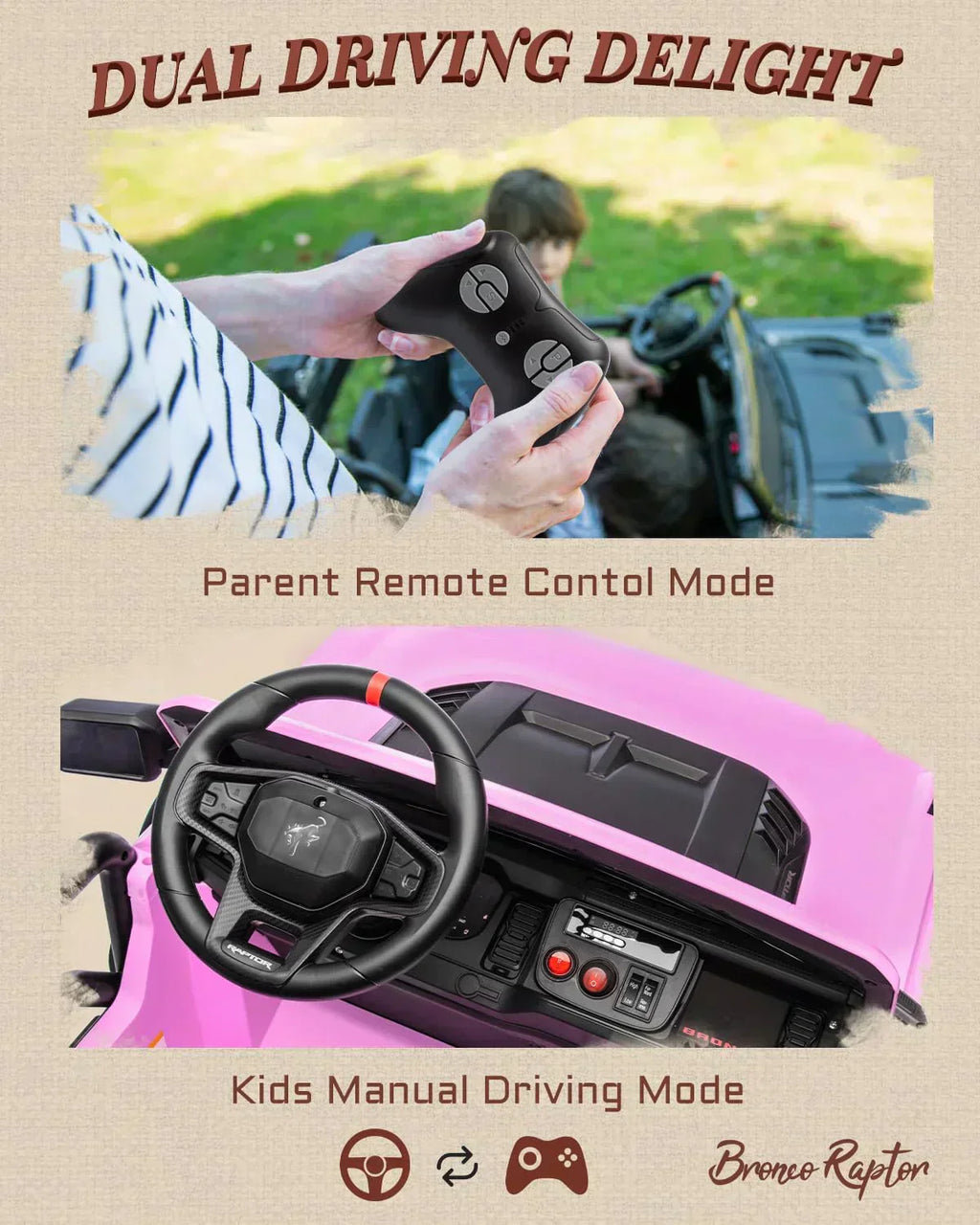 Kids Pink Ride-On Truck Battery Powered Electric Toy Car wourant