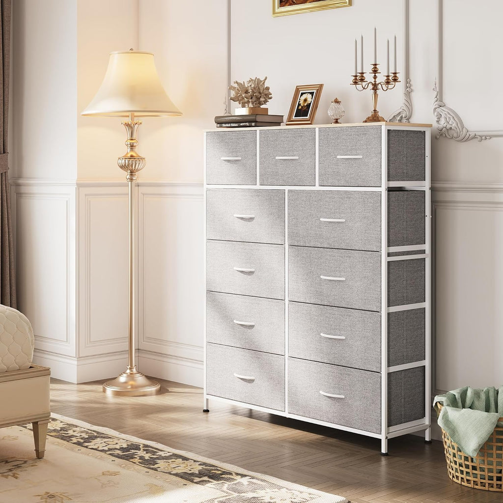 Storage Organizer Unit 11 Fabric Bins Storage Drawers Organizer Steel Frame Tall Storage Tower wourant