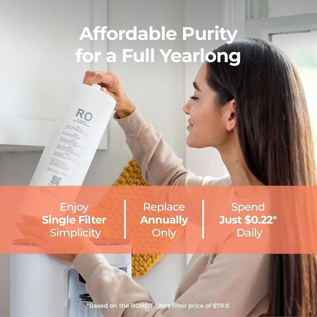 Bluevua RO100ROPOT-Lite(UV) reverse osmosis system countertop water purifier 7-stage purification wourant