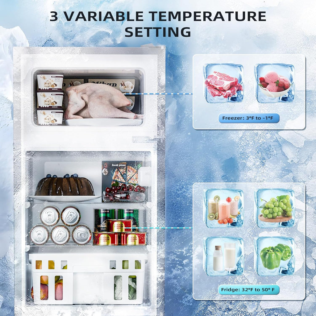 Antarctic Star 3.2 Cu.Ft Mini Refrigerator with Freezer Double Door Fridge Compact Refrigerator wourant
