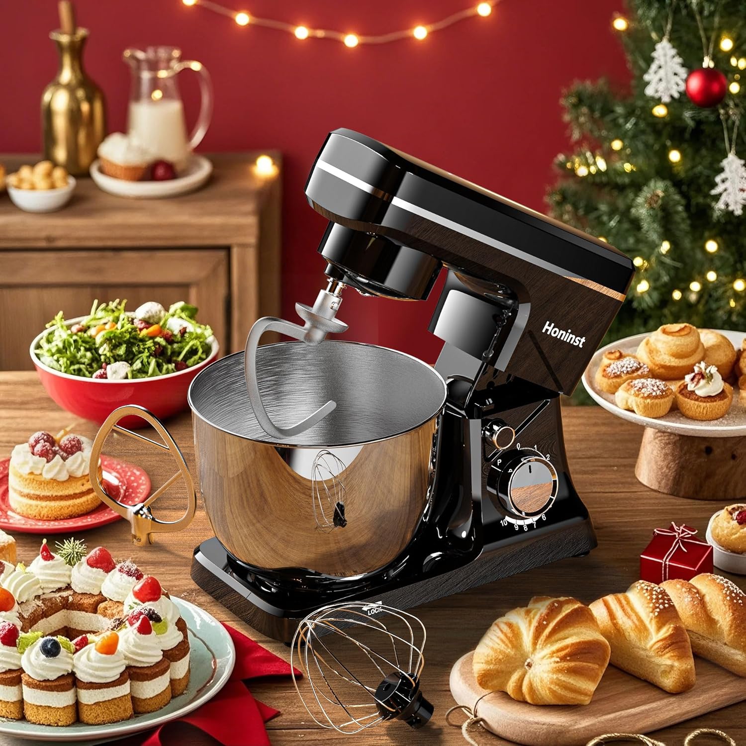 10-Speed Stand Mixer with 8-in-1 Splash Guard Tilt Head 6-Quart Stainless Steel Bowl wourant