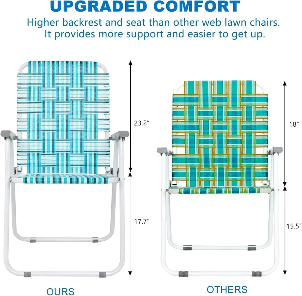 VINGLI Patio Lawn Webbed Folding Chairs Set of 2 Outdoor Beach Portable Lawn Chair wourant