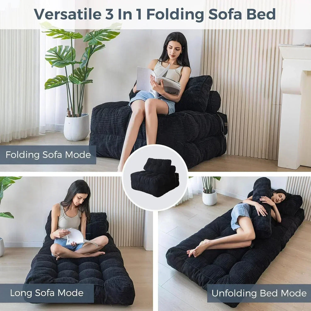 MAXYOYO Folding Sofa Bed Convertible Sleeper Chair with Pillow Foldable Mattress with Back Support wourant