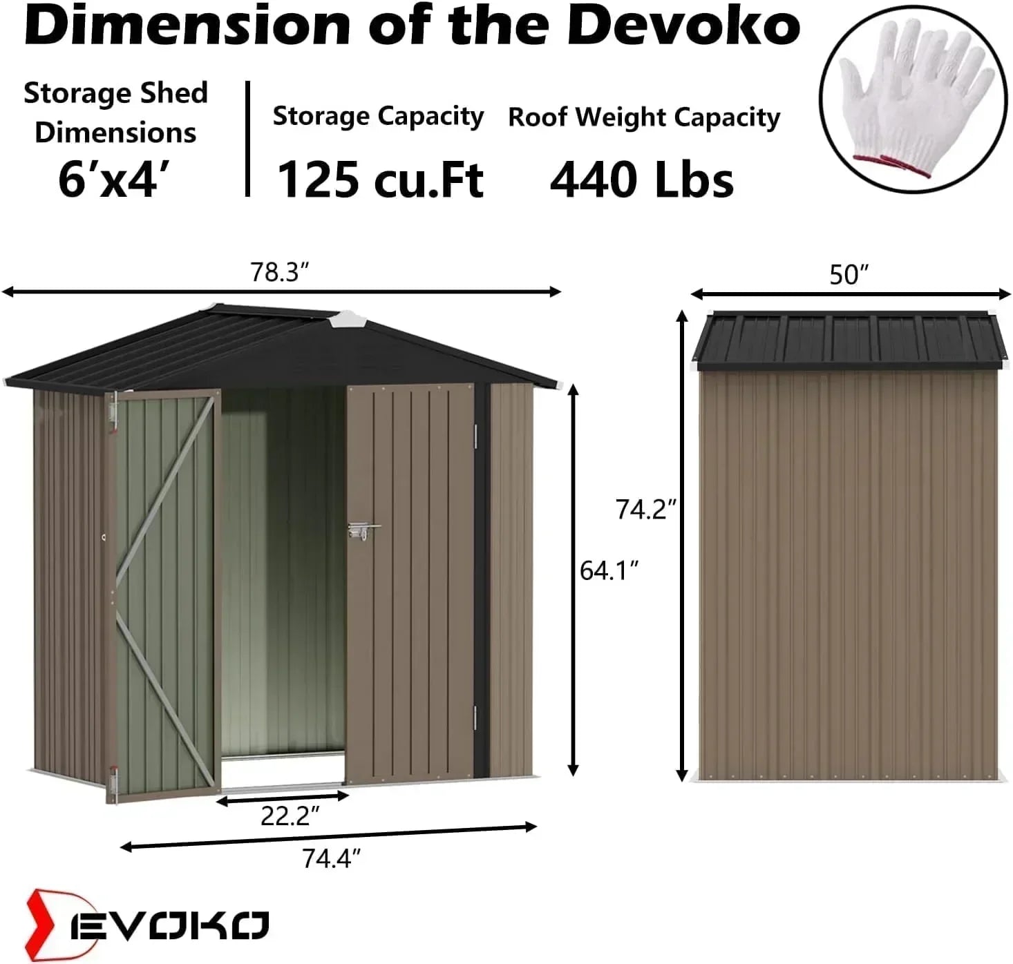Devoko Outdoor Storage Shed Lockable Metal Garden Shed Steel Anti-Corrosion Storage House wourant
